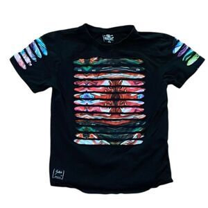 Switch Remarkable Black Ripped Razor Cut Graphic T-Shirt Kids Size Large (14-16)